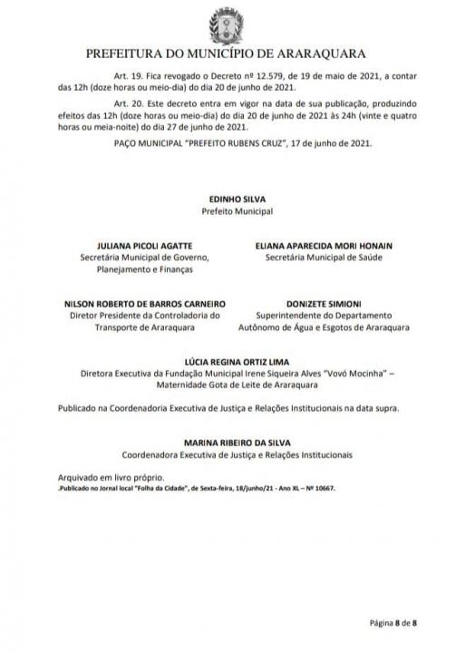 Foto 8 de 8 — Prefeitura divulga decreto de novo lockdown em Araraquara; veja as regras